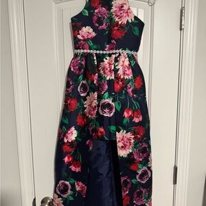 Rare Editions Navy and Pink Floral Dress